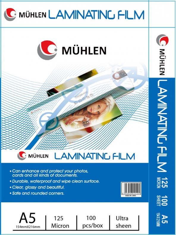 Mühlen Laminasyon Makinesi Filmi 125 Mc A5 1 Paket 100 Adet ürün görseli 1