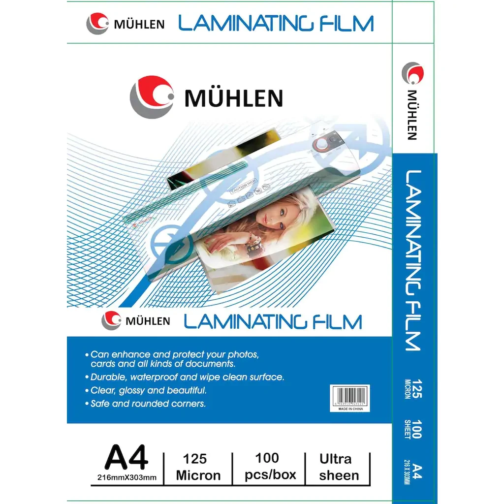 Mühlen Laminasyon Makinesi Filmi 125 Mc A4 1 Paket 100 Adet ürün görseli 1