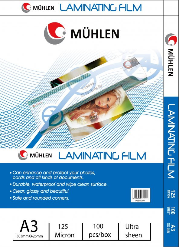 Mühlen Laminasyon Makinesi Filmi 125 Mc A3 1 Paket 100 Adet ürün görseli 1