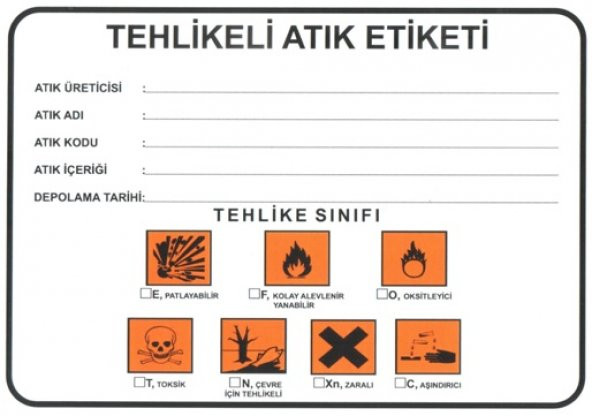 TEHLİKELİ ATIK ETİKETİ ürün görseli 1