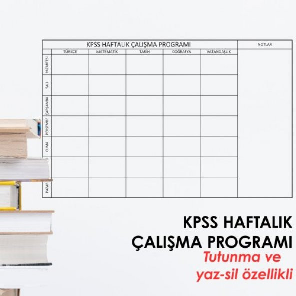 EVBUYA  KPSS ÇALIŞMA PROGRAMI AKILLI KAĞIT ürün görseli 1
