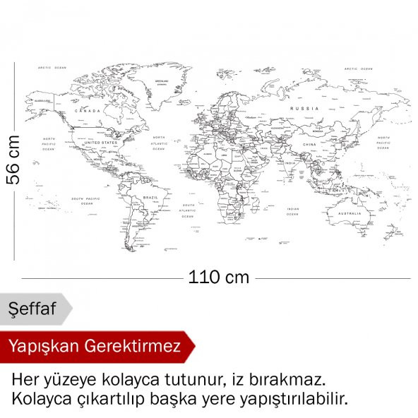 EVBUYA DÜNYA HARİTASI AKILLI KAĞIT - Resim 3