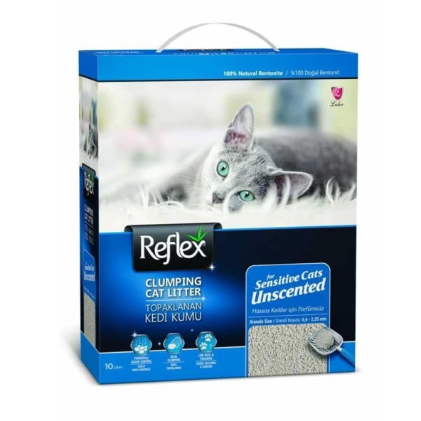Reflex Hassas Kediler için Kokusuz Süper Hızlı Topaklanan Kedi Kumu 10lt MAVİ ürün görseli 1