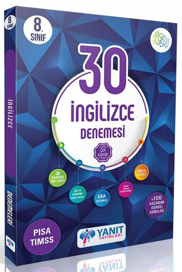 YANIT 8.SINIF İNGİLİZCE 30 DENEME VİDEO ÇÖZÜMLÜ ürün görseli 1