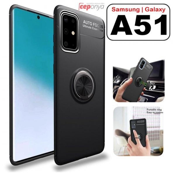 Galaxy A51 Yüzüklü Standlı Manyetik Kamera Koruma Silikon Kılıf ürün görseli 1
