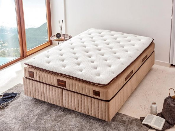 Niron Majesty Yatak 180x200 Çift Kişilik Pedli Ekstra Lüks Yumuşak Yatak Pamuklu Keten Kumaş 30 cm ürün görseli 1