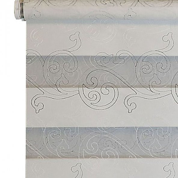 Ekru Nakış Serisi Zebra Perde Brode 3400 - Resim 2