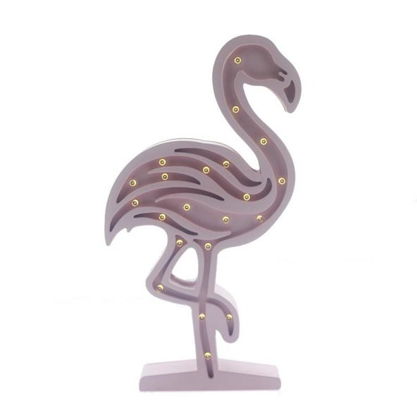 Ahşap Led Işıklı Pilli Flamingo Dekor - Resim 2