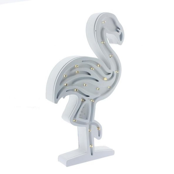 Ahşap Led Işıklı Pilli Flamingo Dekor - Resim 4