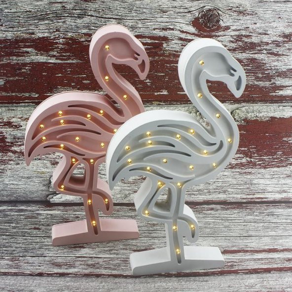 Ahşap Led Işıklı Pilli Flamingo Dekor - Resim 5