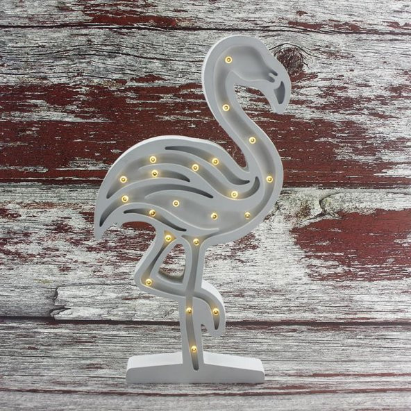 Ahşap Led Işıklı Pilli Flamingo Dekor - Resim 6