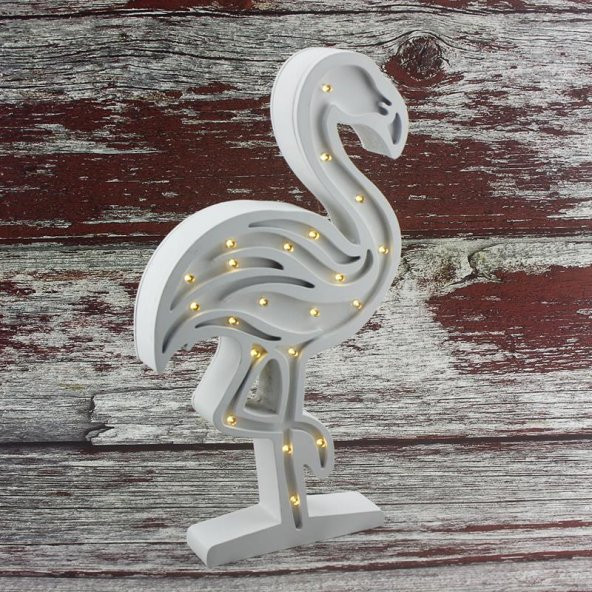 Ahşap Led Işıklı Pilli Flamingo Dekor - Resim 7