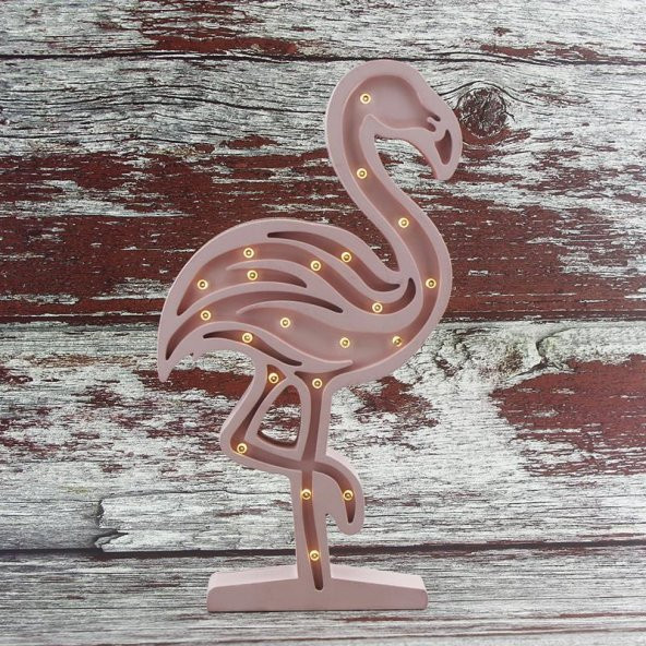 Ahşap Led Işıklı Pilli Flamingo Dekor - Resim 8