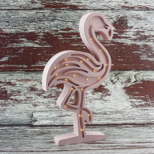 Ahşap Led Işıklı Pilli Flamingo Dekor - Resim 9