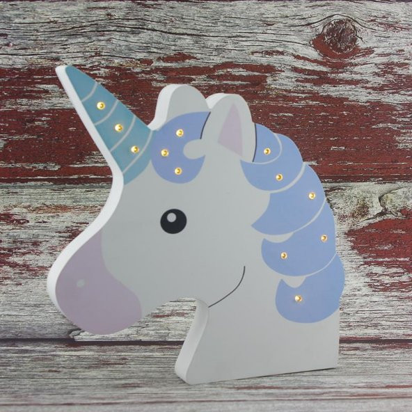 Ahşap Led Işıklı Pilli Unicorn Dekor - Resim 3