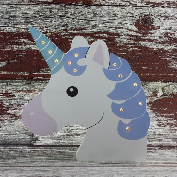 Ahşap Led Işıklı Pilli Unicorn Dekor - Resim 4