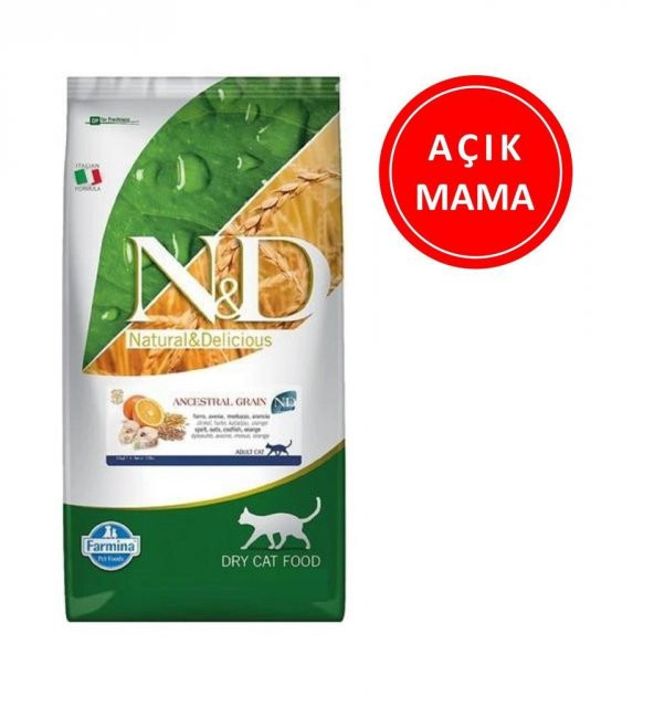 ND Düşük Tahıllı Ocean Morina Balıklı Portakallı Kedi Maması 1 Kg AÇIK ürün görseli 1