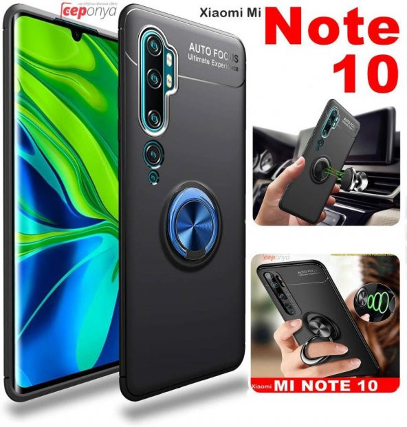 Xiaomi Mi Note 10 Yüzüklü Standlı Manyetik Kamera Korumalı Kılıf ürün görseli 1