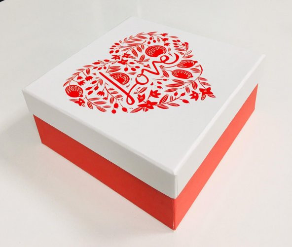 KUTU LOVE KIRMIZI BEYAZ 19CM X 19CM X 8CM ürün görseli 1