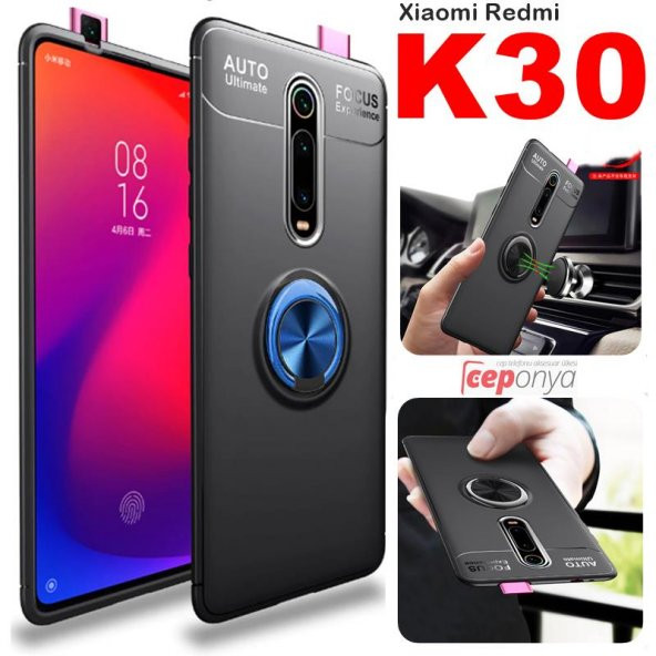 Redmi K30 Yüzüklü Standlı Manyetik Kamera Korumalı Silikon Kılıf ürün görseli 1