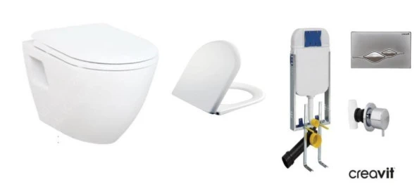 Creavit GR5001 + GP1002 Gömme Rezervuar - TP325 Asma Klozet 5li Set TEFEN KAPAK ürün görseli 1
