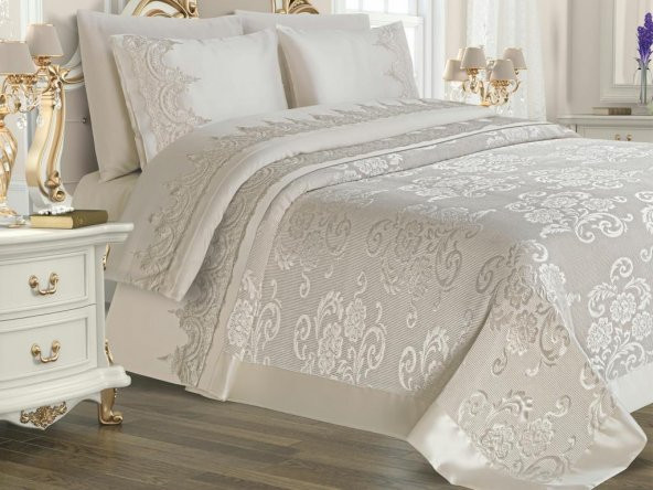 Çeyiz Diyarı Violet Pike Takımı 6 Parça Krem ürün görseli 1