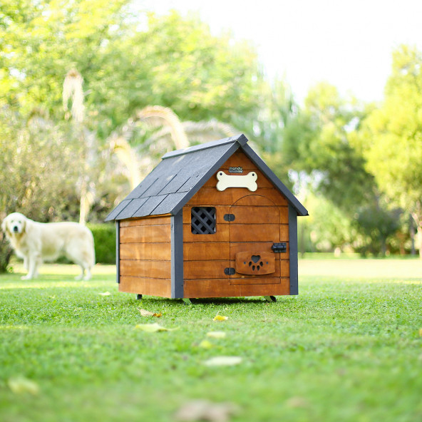 Mandu Isı Yalıtımlı Ahşap Köpek Kulübesi (Medıum) ürün görseli 1