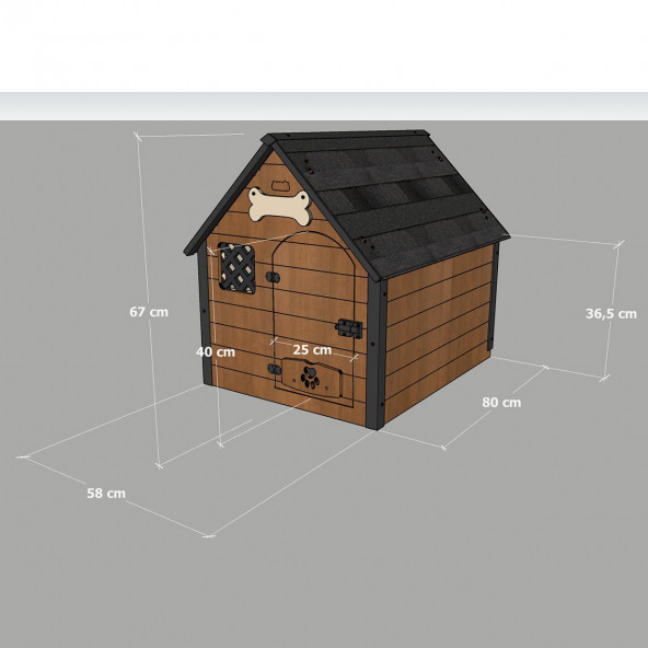 Mandu Isı Yalıtımlı Ahşap Köpek Kulübesi (Medıum) - Resim 7