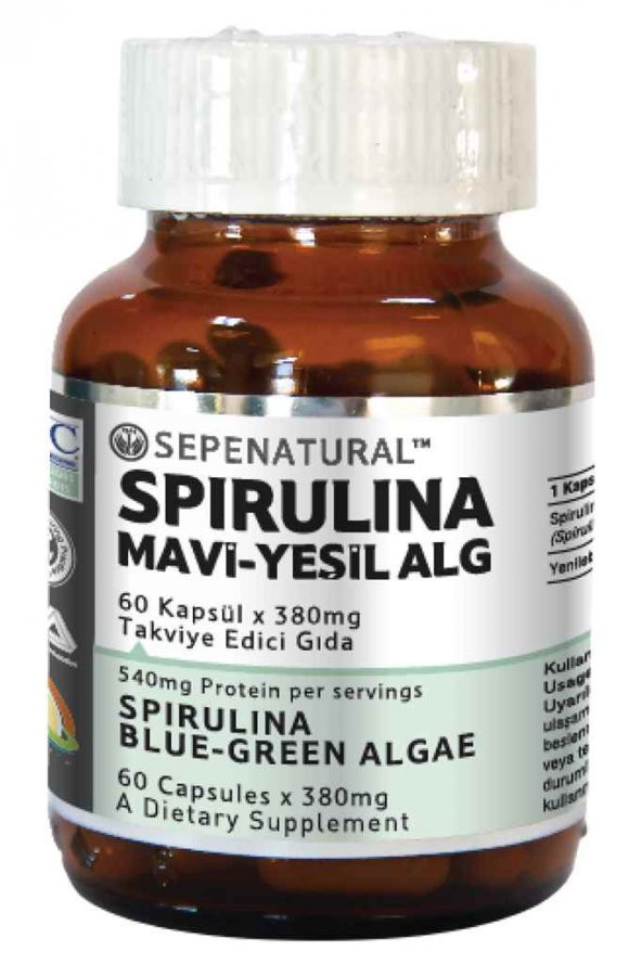 Spirulina 60 Kapsül Mavi-Yeşil Alg Siprulina Yosun Hapı ürün görseli 1