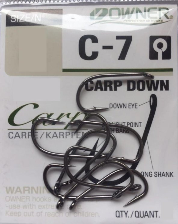 Owner 53267 C-7 Carp Down Black Chrome Sazan İğnesi - Resim 3