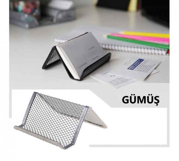 MASA ÜSTÜ Metal Perfore Kartvizitlik (GÜMÜŞ/silver) ürün görseli 1