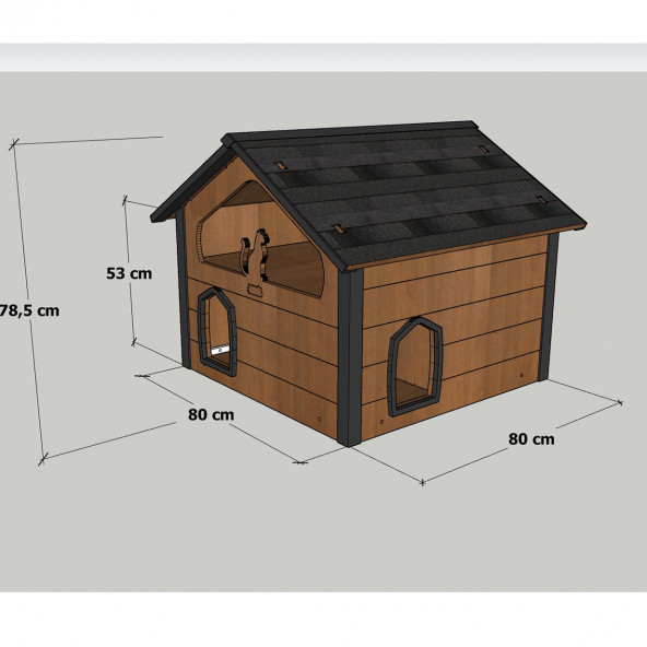 MANDU AHŞAP TERASLI (DUBLEX) KEDİ EVİ - Resim 5