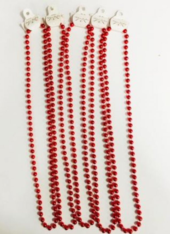 PARTİ KOLYE BONCUK 80CM KIRMIZI METALİK 10LU PAKET ürün görseli 1