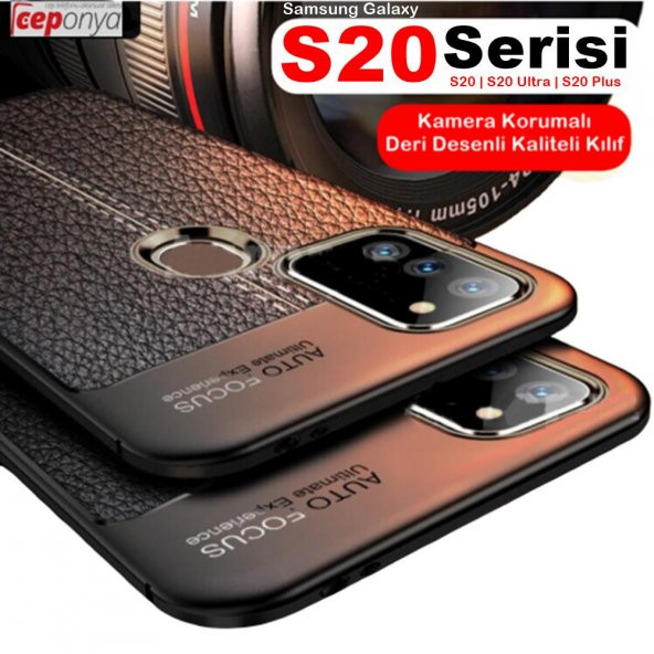 Galaxy S20 Ultra Deri Desenli Kamera Korumalı Silikon Kılıf ürün görseli 1