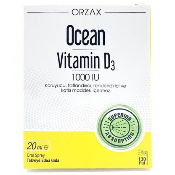 Ocean Vitamin D3 1000 IU Oral Sprey 20 ml ürün görseli 1