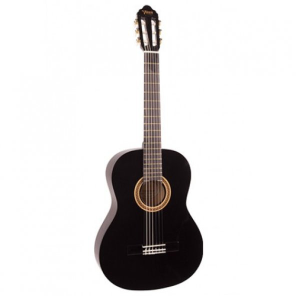 VALENCIA VC103TBK KLASİK GİTAR SAP ÇELİKLİ  3/4 SİYAH Valencia VC103TBK 3/4 size Classical Guitar with Thrusroad, Siyah ürün görseli 1