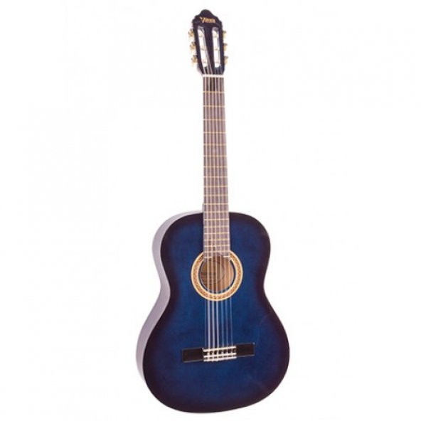 VALENCIA VC103TBUS KLASİK GİTAR SAP ÇELİKLİ 3/4 MAVİ SUNBURST Valencia VC103TBUS 3/4 size Classical Guitar with Thrusroad, Blue Sunburst ürün görseli 1