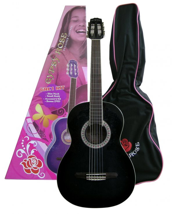 VALENCIA GRC1KCBK KLASİK GİTAR GYPSY ROSE SET (GIGBAG, STRAP, STICKE Klasik Gitar Set-Gypsy Rose, Siyah (Kılıf, Askı, Stickers, DVD) ürün görseli 1