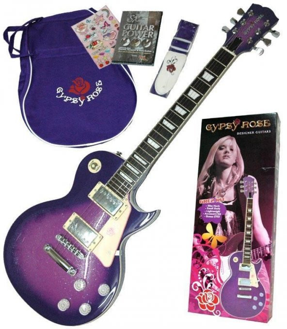 VALENCIA GRE2KCPP ELEKTRO GİTAR GYPSY ROSE SET (GIGBAG, STRAP, STICK Elektro Gitarset Purple (Askı-gigbag-sticker-dvd):  ürün görseli 1