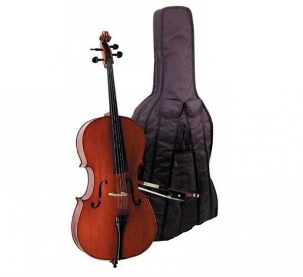 VALENCIA CE160F12 CELLO 1/2 SCALE +KILIF+YAY, KARARTILMIŞ AKÇAAĞAÇ B CELLO 1/2 +KILIF+YAY, SUNBURST  ürün görseli 1