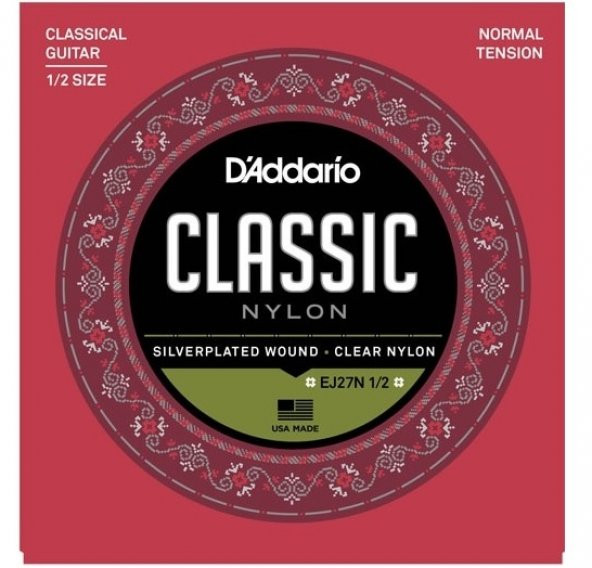 DADDARIO EJ27N 1/2 KLASİK GİTAR TEL SETİ (1/2), SILVERPLATED WOUND, C EJ27N 1/2 Student Nylon Fractional, Normal Tension ürün görseli 1