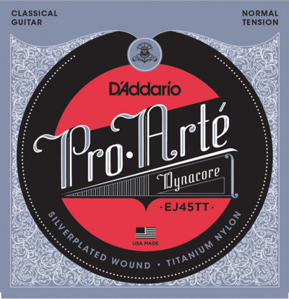 DADDARIO EJ45TT KLASİK GİTAR TEL SETİ, PRO-ARTE,DYNACORE, TITANIUM D'Addario EJ45TT Normal Tension Pro-Arte Dynacore Classical Guitar Strings (6-String Set, Titanium Trebles, 28 - 44) ürün görseli 1