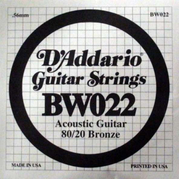 DADDARIO BW022 AKUSTİK TEK TEL, 80/20 BRONZE WOUND, 022, (SOL)   ürün görseli 1