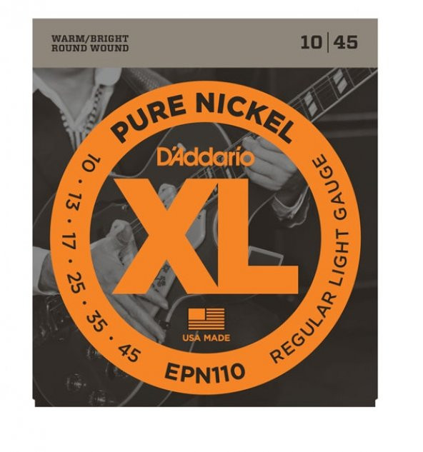 DADDARIO EPN110 ELEKTRO GİTAR TEL SETİ, XL, 10-45, PURE NICKEL, RE   ürün görseli 1