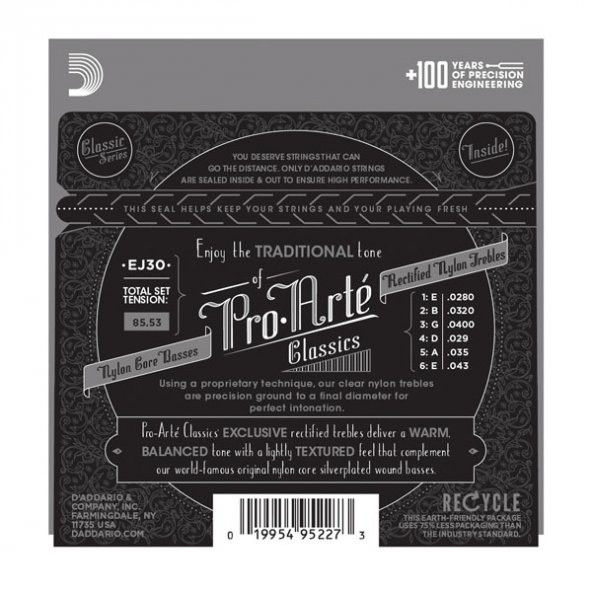 DADDARIO EJ30 KLASİK GİTAR TEL SETİ (4/4), RECTIFIED CLEAR NYLON - Resim 2
