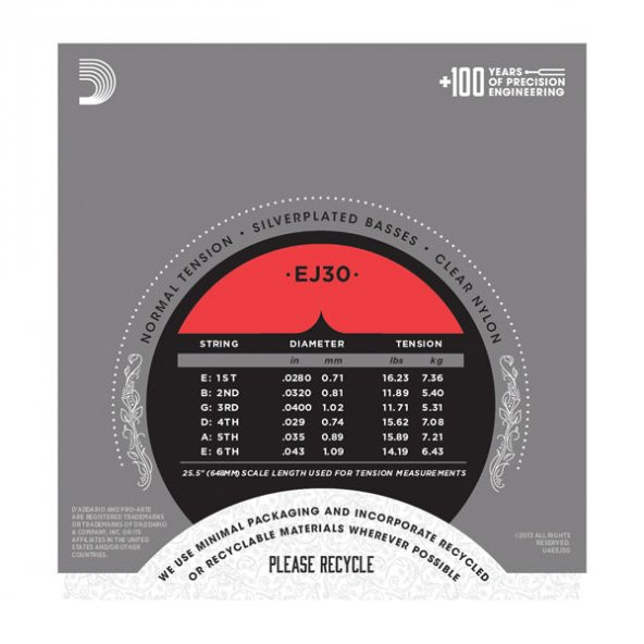 DADDARIO EJ30 KLASİK GİTAR TEL SETİ (4/4), RECTIFIED CLEAR NYLON - Resim 3