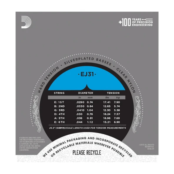 DADDARIO EJ31 KLASİK GİTAR TEL SETİ RECTIFIED CLEAR NYLON - Resim 3