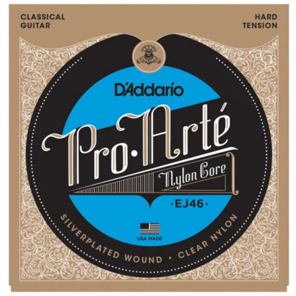 DADDARIO EJ46 KLASİK GİTAR TEL SETİ, PRO-ARTE, SILVERPLATED WOUN DADDARIO, EJ46,  Pro-Arté Nylon, Klasik Tel Takımı, Gümüş Sarım, Hard Tension ürün görseli 1