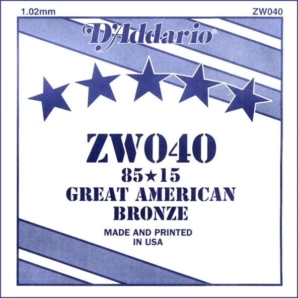 DADDARIO ZW040 AKUSTİK GİTAR TEK TEL, 85/15 BRONZE WOUND, (LA), 5 Akustik Tek Tel Bronze 8515 Wound ( La) ürün görseli 1