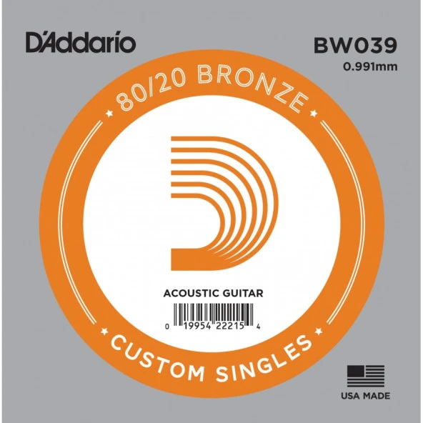 DADDARIO BW039 AKUSTİK TEK TEL, 80/20 BRONZE WOUND, 039, (LA)     ürün görseli 1